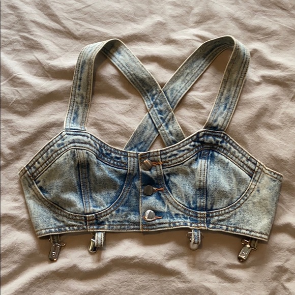 The Hanger Tops - Hanger Denim Bustier Crop Top